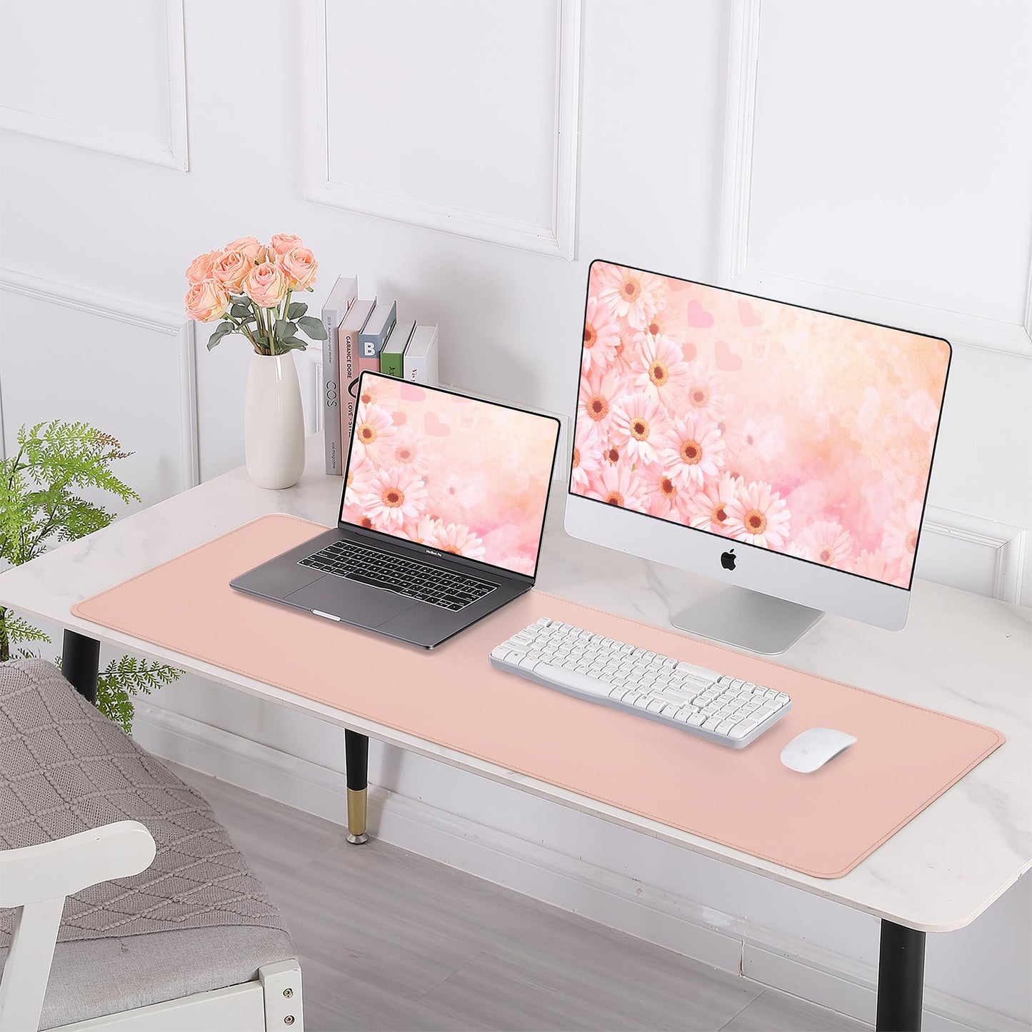 AFIING Cork Desk Mat 55" x 17", Dual-Sided Natural Cork & PU Leather Desk Pad, Non-Slip Waterproof