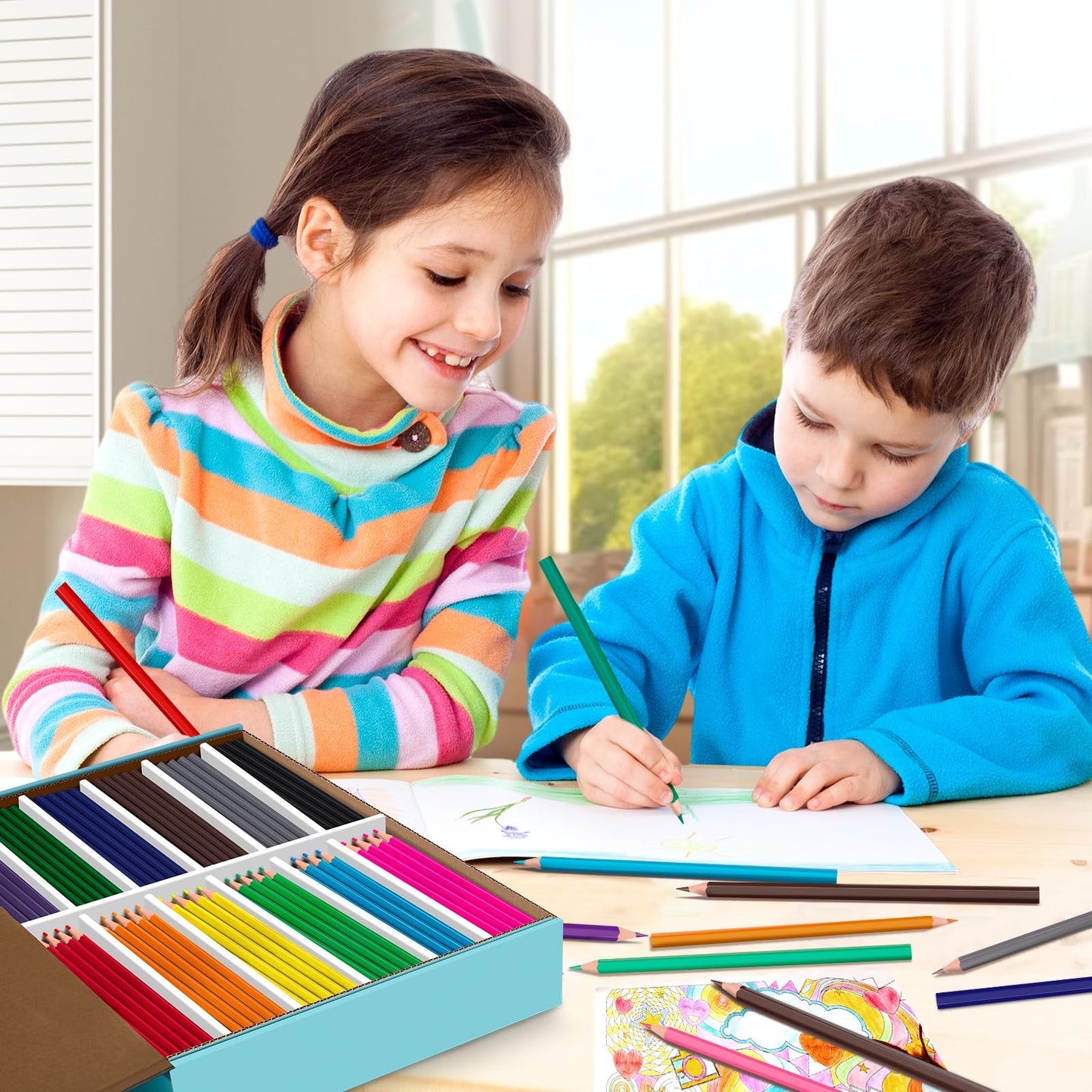YEGEER 288 Count Colored Pencils Bulk, 12 Assorted Colors, Pre-sharpened Coloring Pencils Set for