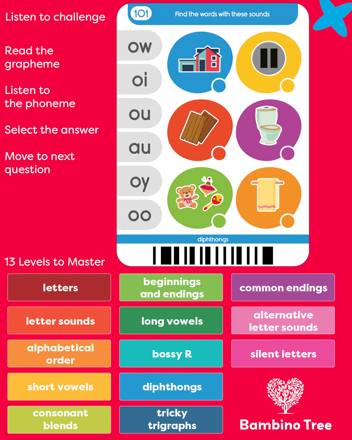Phonics Machine Learning Pad - Electronic Reading Game for Kids Age 5-11 - Learn to Read with 720