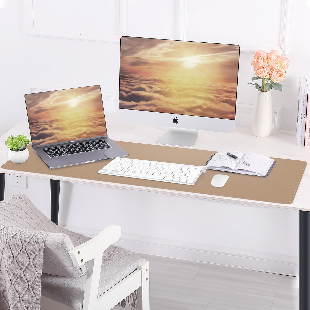 Desk Mat,47.2" x 17" Leather Desk mat,Double-Sided Desk Pad,Desk matt for Desktop,Large Mouse