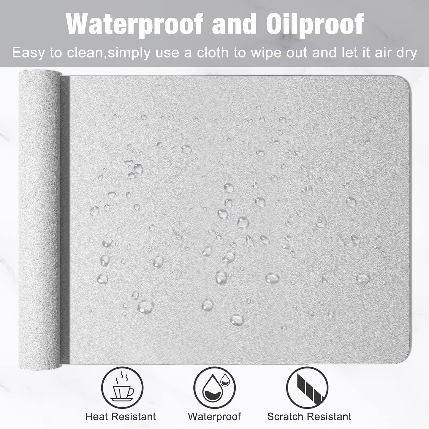 Hsurbtra Desk Pad, 35.5" x 17" PU Leather Desk Mat, XXL Extended Mouse Pad, Waterproof Desktop
