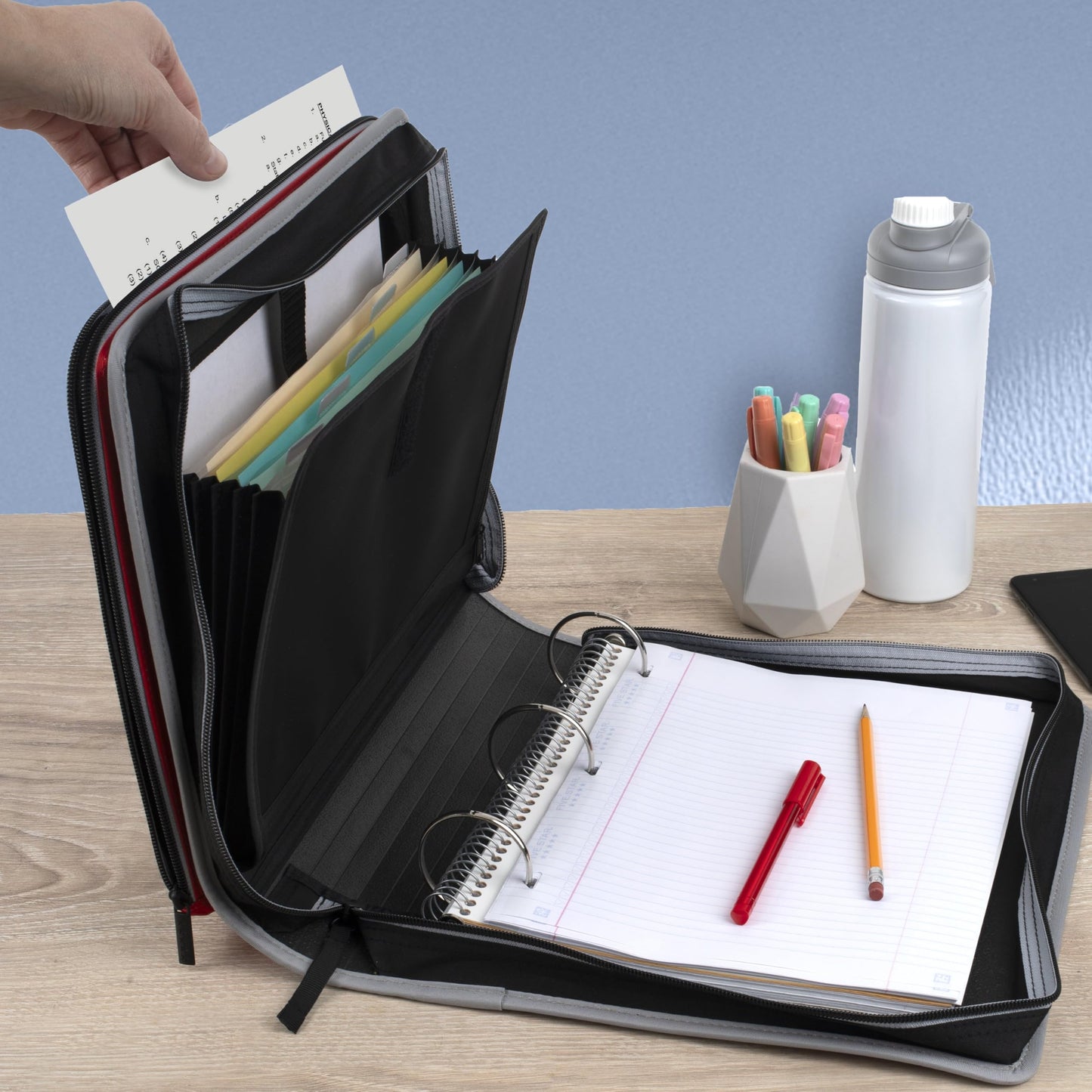 Five Star Zipper Binder 2 Inch O-Rings Case Organiser with Multi-Access and 5-Tab Expanding File