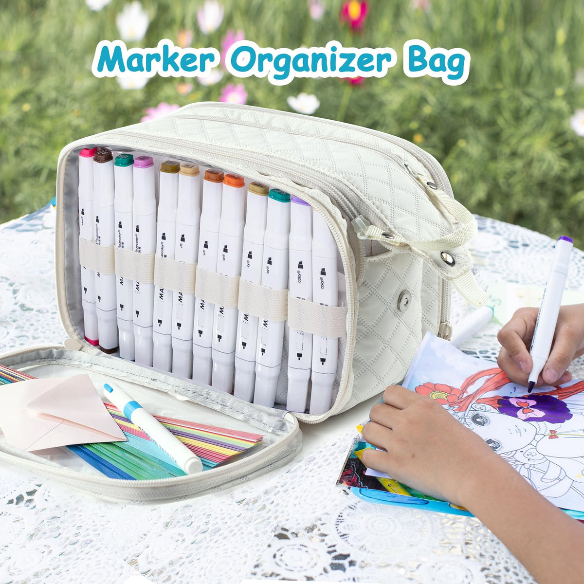 APOFFICE Marker Organizer Case – Holds 72-96Markers | Portable Art Marker Storage Bag with Clear