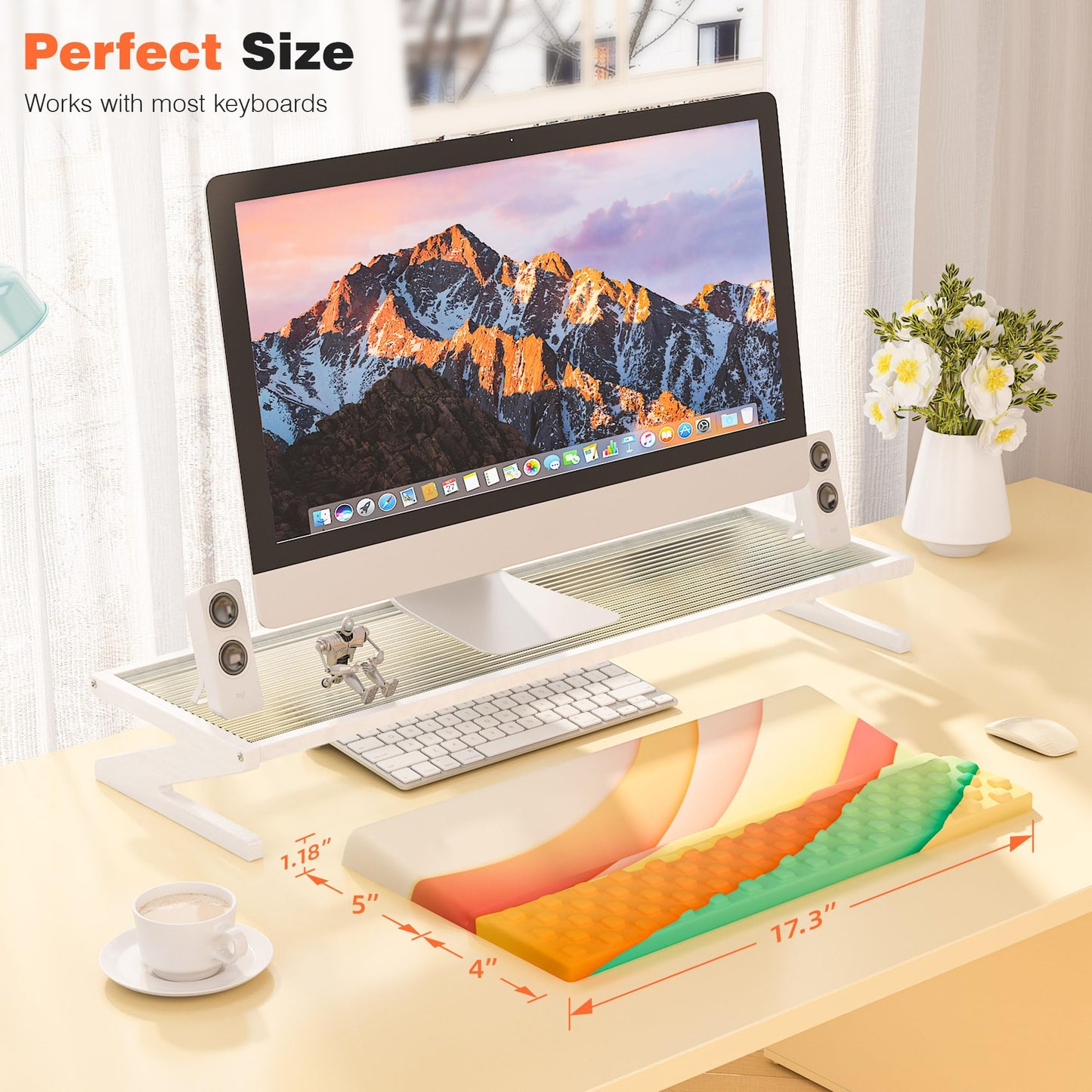 Ospelelf Keyboard Wrist Rest, Ergonomic Memory Foam Wrist Support for Typing & Gaming, Tilted