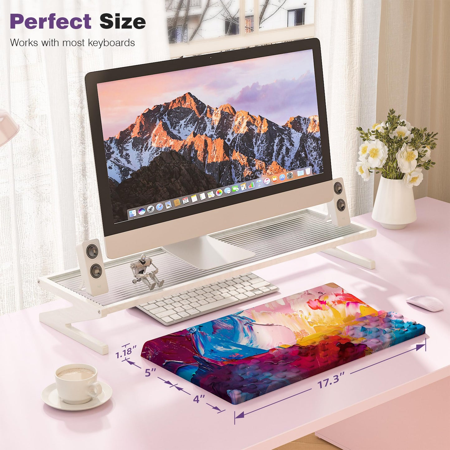 Ospelelf Keyboard Wrist Rest, Ergonomic Memory Foam Wrist Support for Typing & Gaming, Tilted