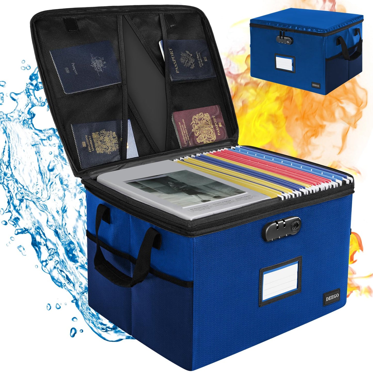 DEEGO File Box with Lock, Fireproof Document Box for Important Document