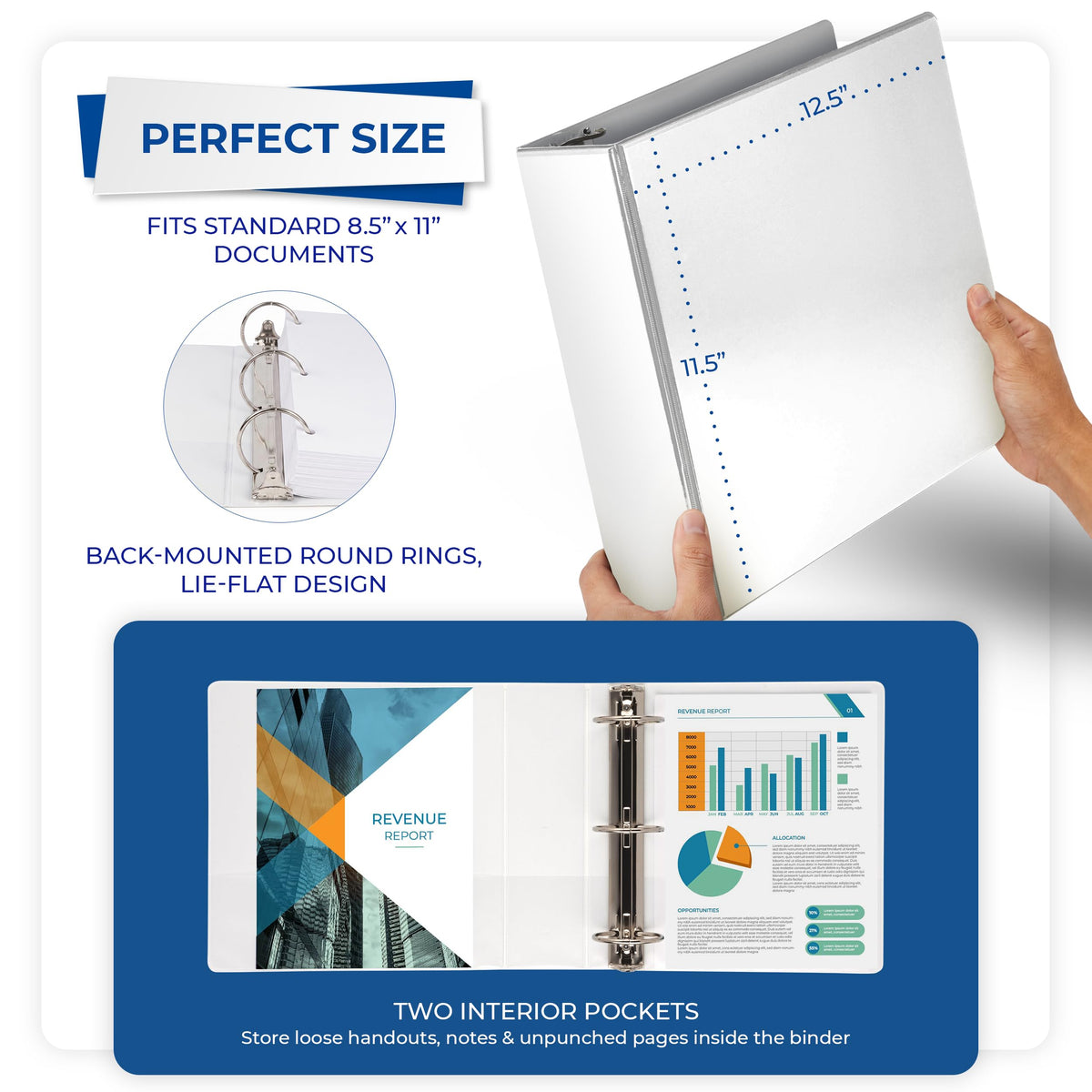 Samsill 4 Inch 3 Ring Binders, Economy Round Ring, Clear View Cover, 675 Sheet Capacity - for