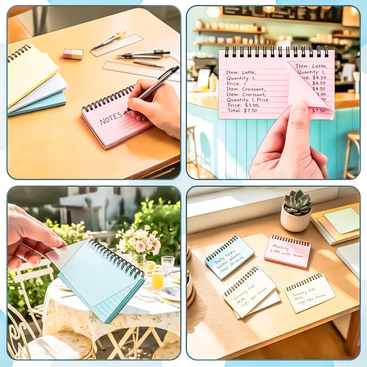 MotBach Colorful 1000 PCS Spiral Index Cards 3x5 Inch Flash Cards with Ring Lined Note Card Book