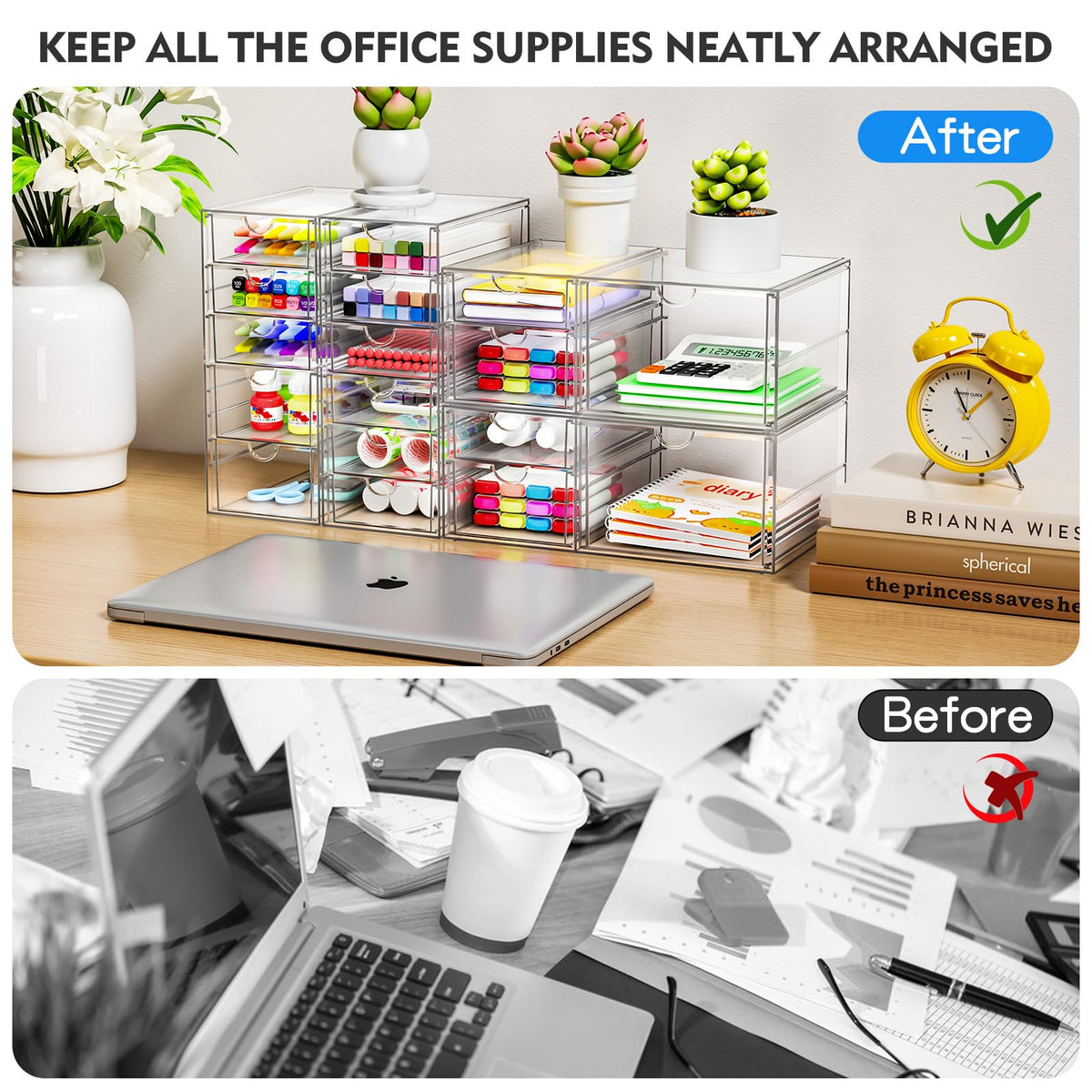 ARSTPEOE 17-Drawer Acrylic Storage & Makeup Organizer for Desk, Bath