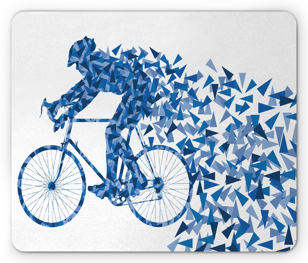 Lunarable Bicycle Mouse Pad, Silhouette Design of a Biker Man with Triangle Geometrical Fragmented