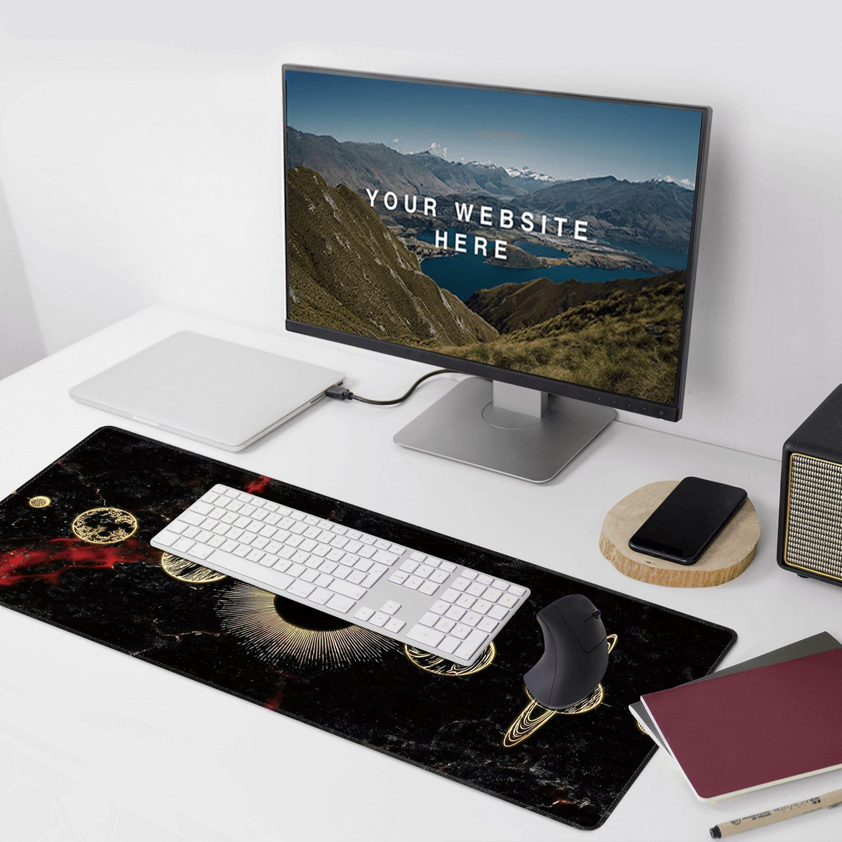 Galaxy Planet Large Mouse Pad,Gaming Keyboard Desk Pad,Extended Mouse Mat Non-Slip Rubber Base with