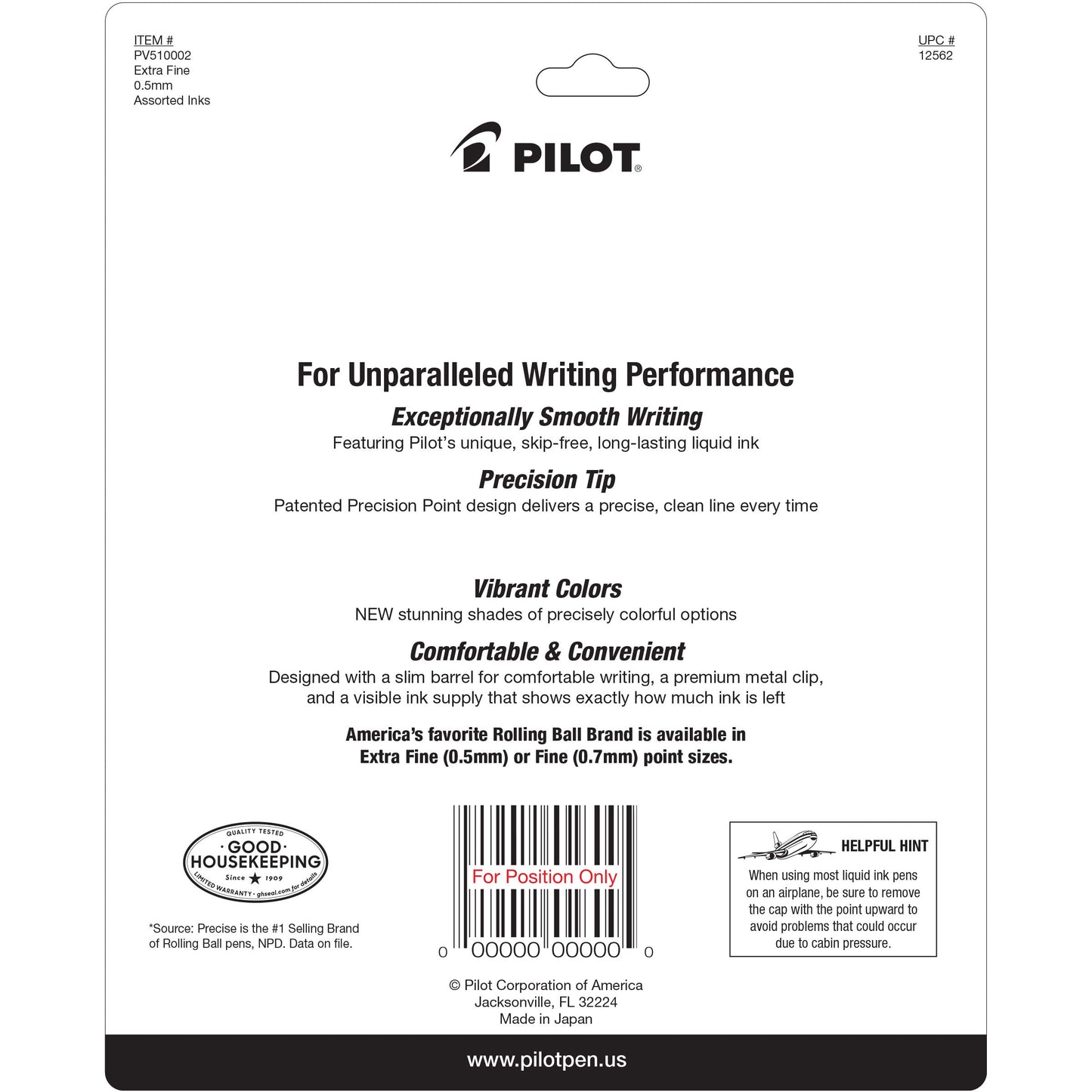 PILOT Precise V5 Capped Rollerball Pens, Assorted Colors, Pack of 10