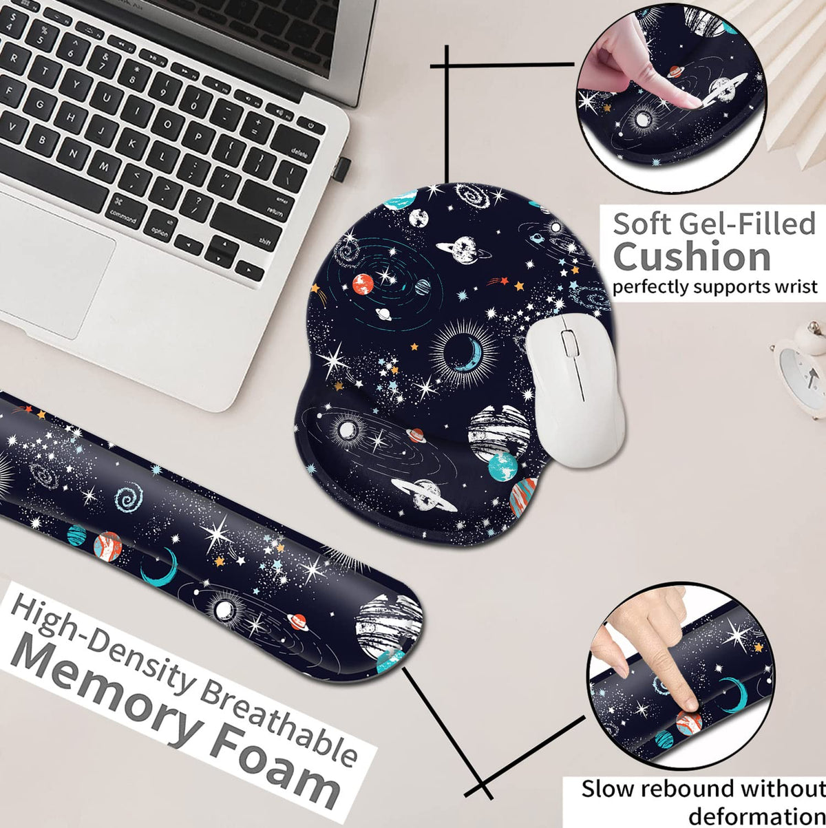 Mouse Pad with Wrist Support, Soft Memory Foam Keyboard Wrist Rest, Ergonomic Gel Mouse Pad,Cute
