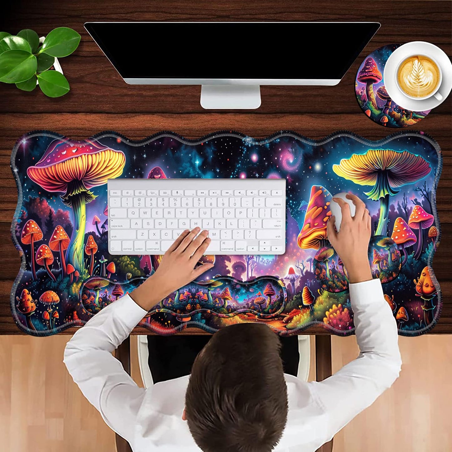 AIRWEE XXL Gaming Mouse Pad Set, 31.5"x11.8" Large Desk Mat with Keyboard Wrist Rest and Mouse