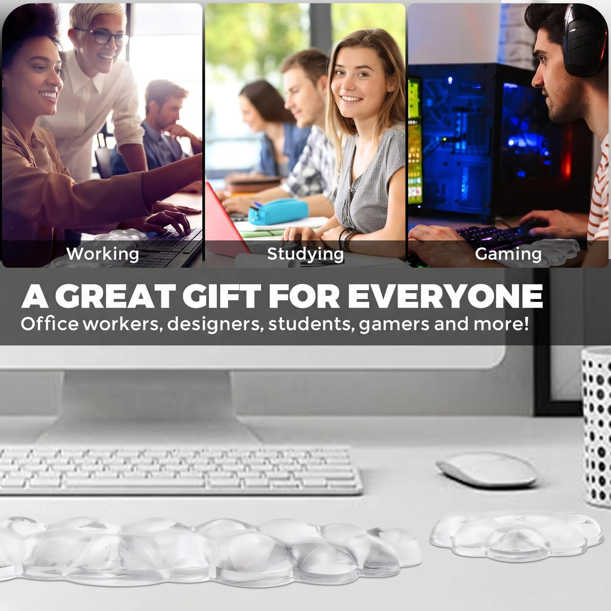 ABRONDA Gel Cloud Keyboard & Mouse Wrist Rest Set - Cloud Keyboard Wrist Rest Pad & Mouse Support