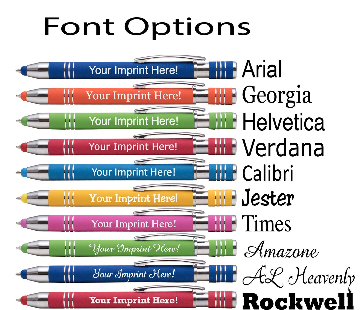 ExpressDesigns™ - Soft Touch Custom Pens with Stylus Personalized Metal Printed Name Pens - Black