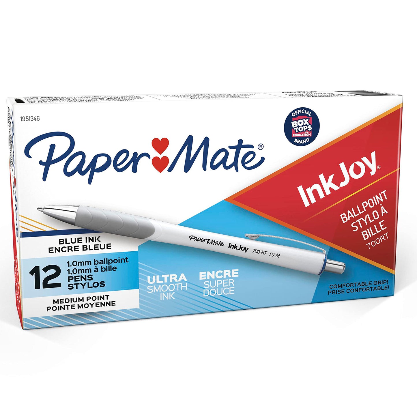 Paper Mate InkJoy 700RT Retractable Ballpoint Pens Medium Point White Barrel Blue Ink 12 Count