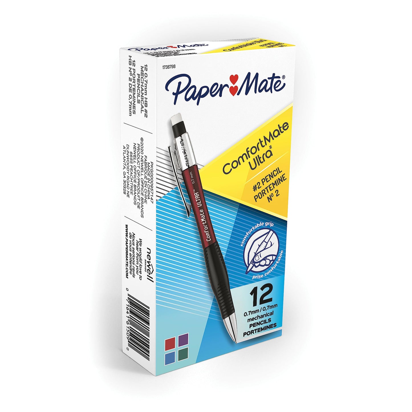 Paper Mate Comfort Mate Ultra Mechanical Pencils, 0.7mm HB #2 Lead, 12 Count - School Supplies
