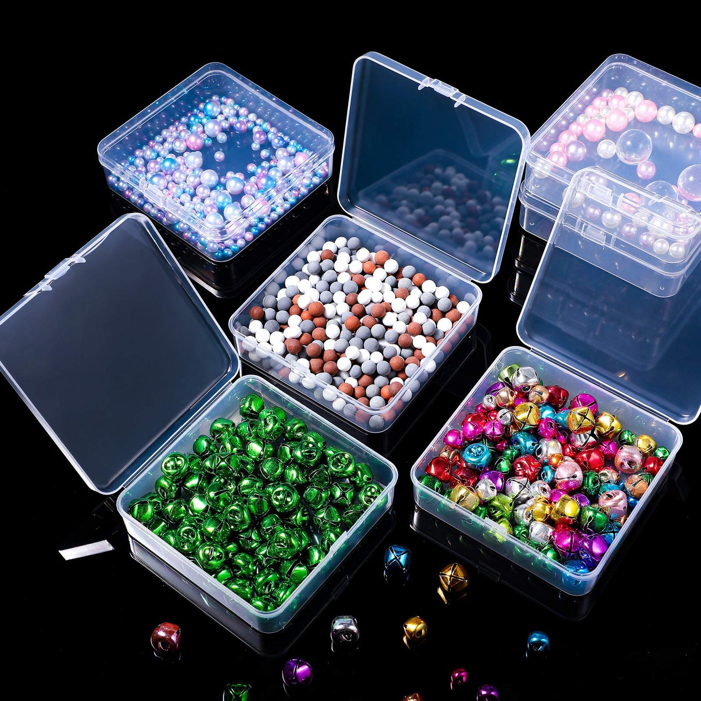 Jetec 30 Pieces Small Clear Plastic Storage Box, 3.7 x 3.7 x 1.2 Inch