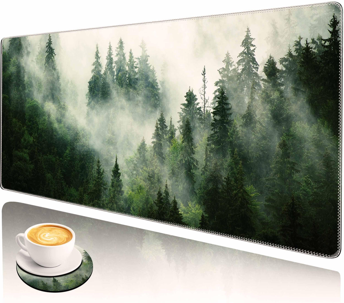 Extended Large Mouse Pad with Coaster 31.5x11.8 Long XL Mousepad Desk Mat for Keyboard and Mouse
