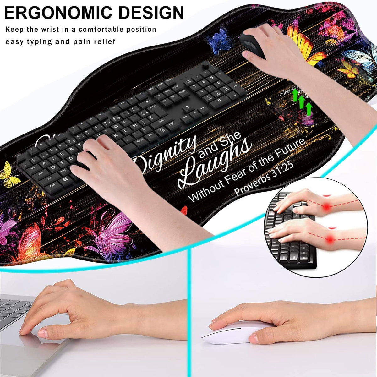 CICPLKSE Mouse Pad with Wrist Support + Desk Mat + Coaster 3 in 1 Set, XXL Large Gaming Mousepad