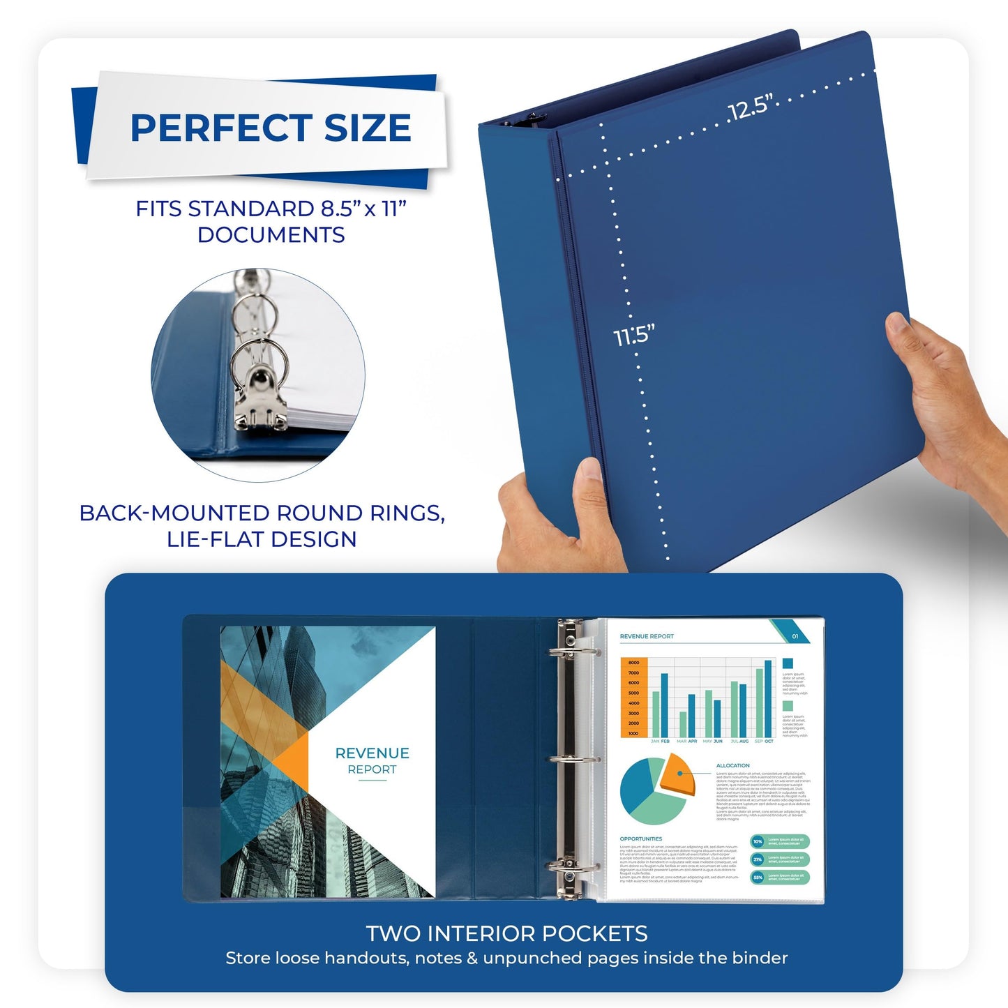 Samsill 2 Inch 3 Ring Binders, Economy Round Ring, Clear View Cover, 425 Sheet Capacity - for