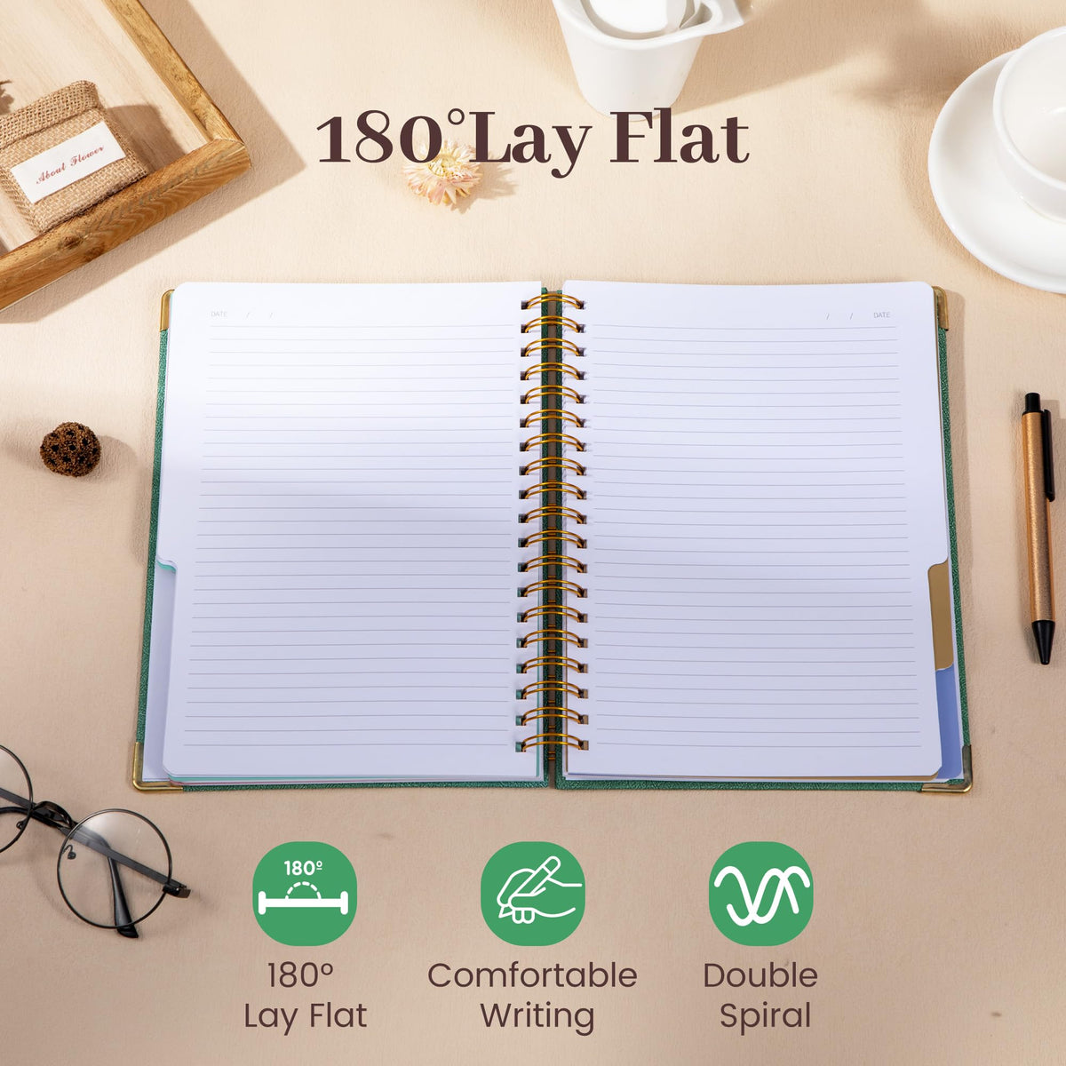 Yoment Hardcover Spiral Notebooks for Work 240 Pages Notebook with Dividers