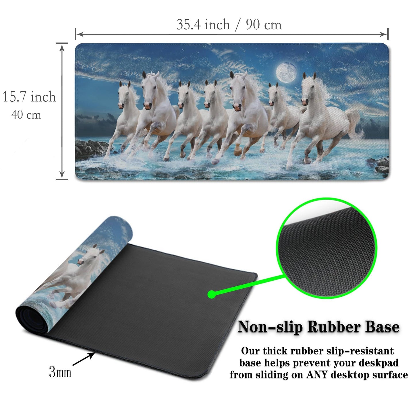 Samgula Extra Large Mouse Pads Horses Running, Gaming Mouse Pad Computer Mat, Desktop Computer Mat