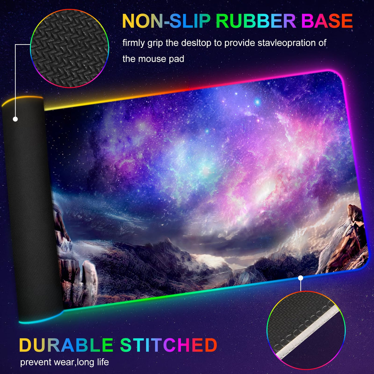 ARTSO RGB Gaming Mouse Pad, Large Extended Soft Led Mouse Pad with 14 Lighting Modes 2 Brightness
