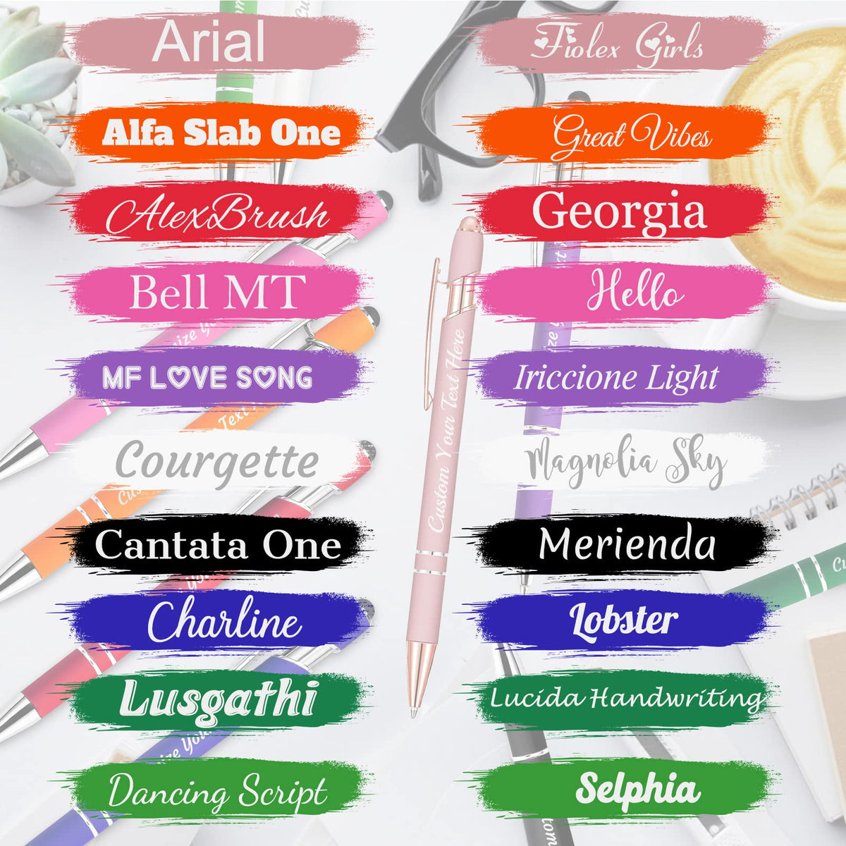 Personalized Pens Bulk 30 with Name Custom Engraving Ballpoint Pens with Stylus Tip Customized