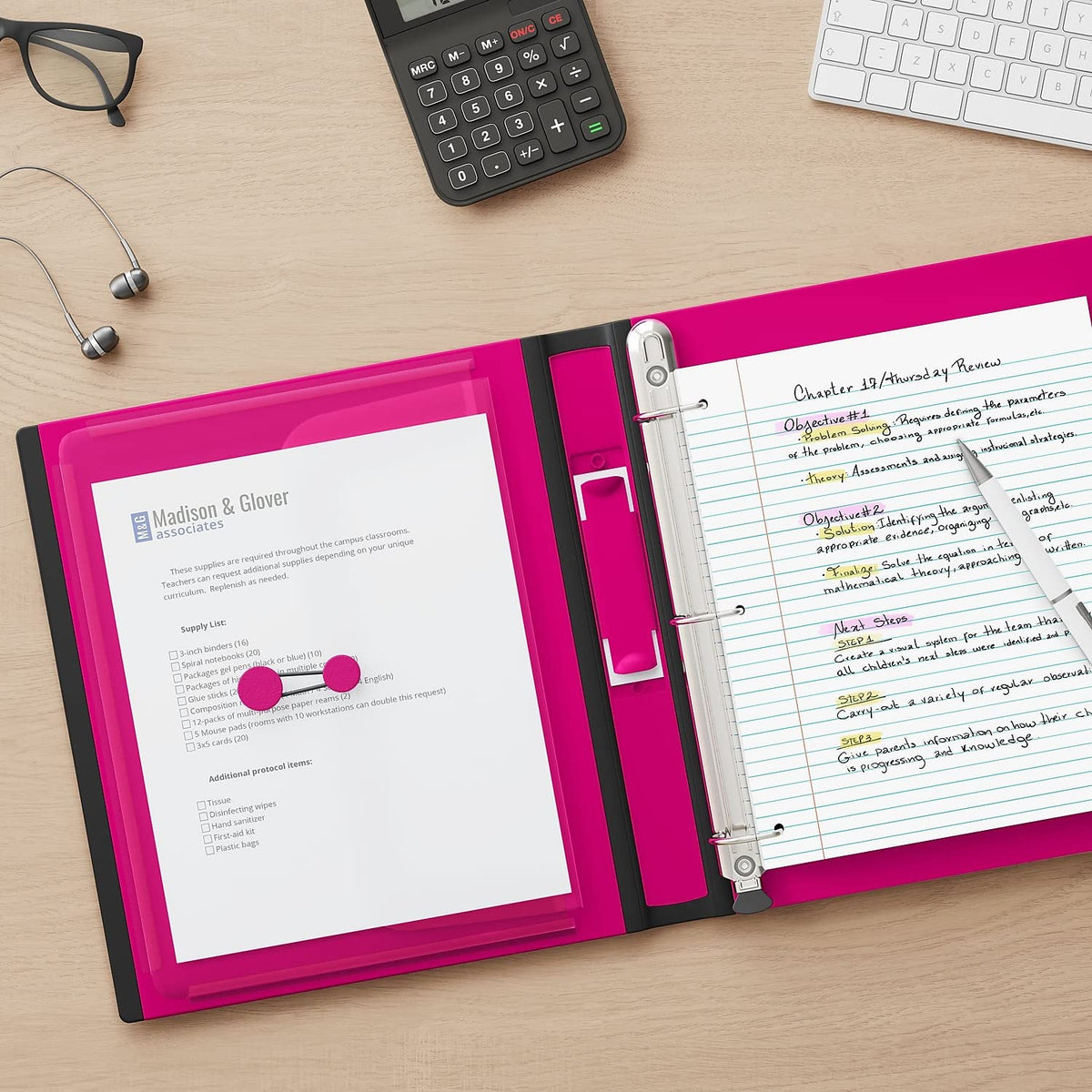 Staples Better Binder, 1.5 Inch D-Ring, Pink, 400 Sheets, 3-Pack