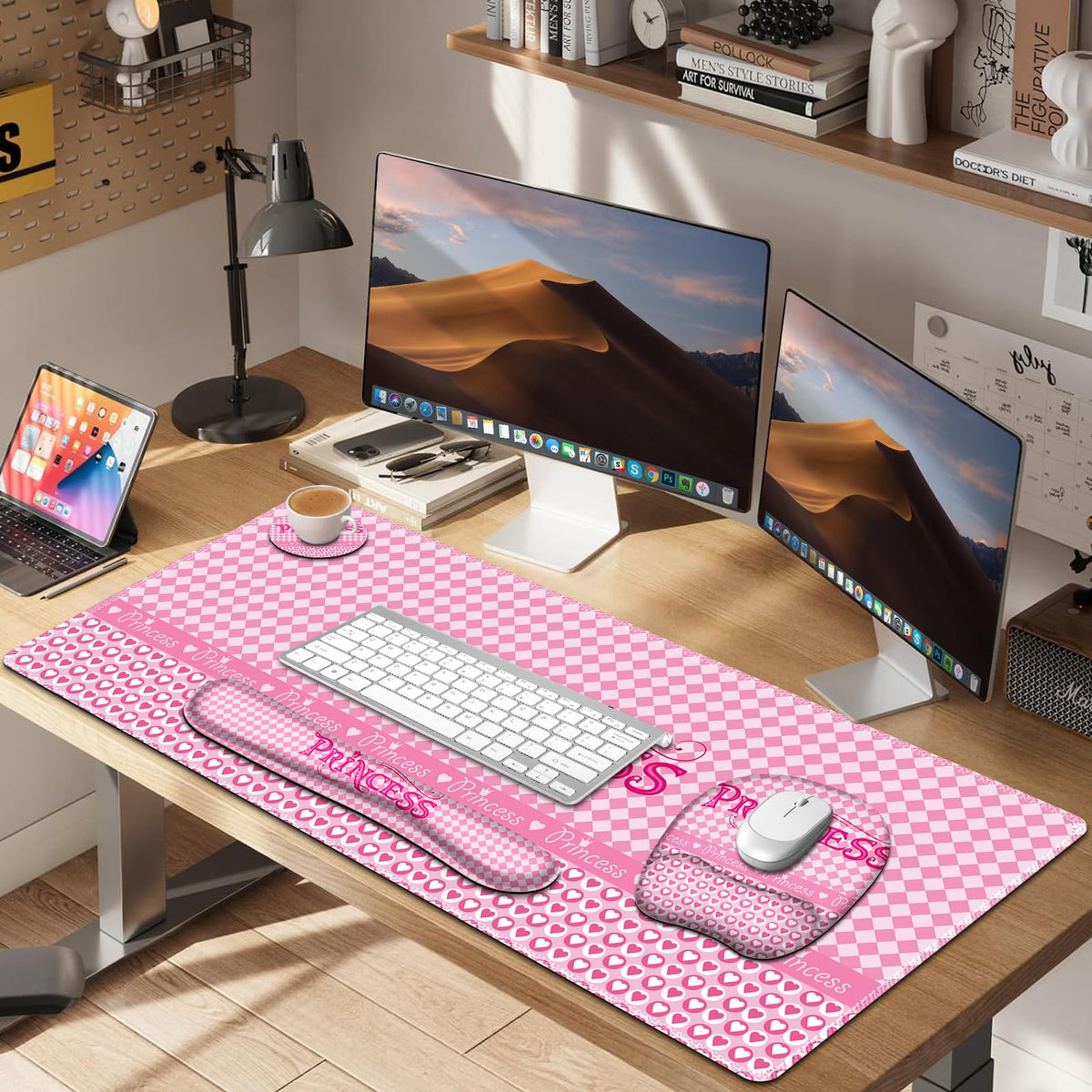 Mouse Pad with Wrist Support 4 in1 Set, XXL Big Game Mousepad + Keyboard Wrist Rest + Mouse Wrist