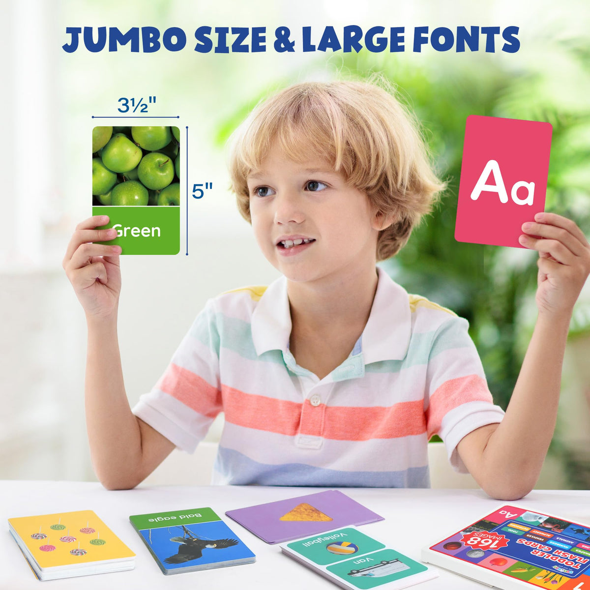 BenBen Flash Cards for Toddlers 1-3, Rip Proof & Waterproof, 84 Double-Sided Educational