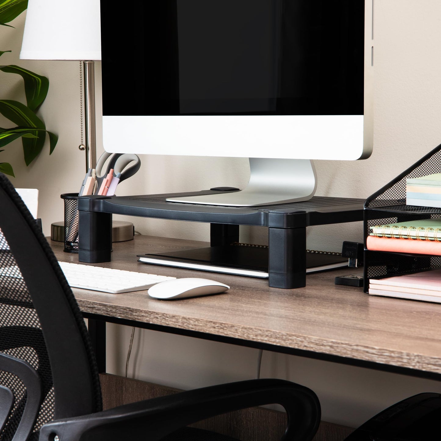 Mind Reader Monitor Stand, Height Adjustable, Desktop Organizer, Laptop Riser, Office, 17.25"L x