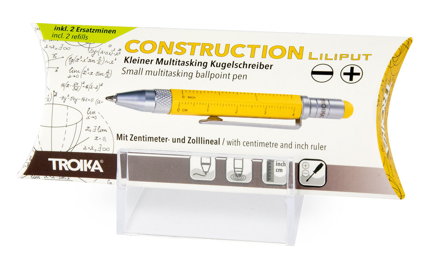 Troika Multitasking Ballpoint Pen (Small), Centimeter/Inch Ruler, Slotted/Phillips Screwdriver