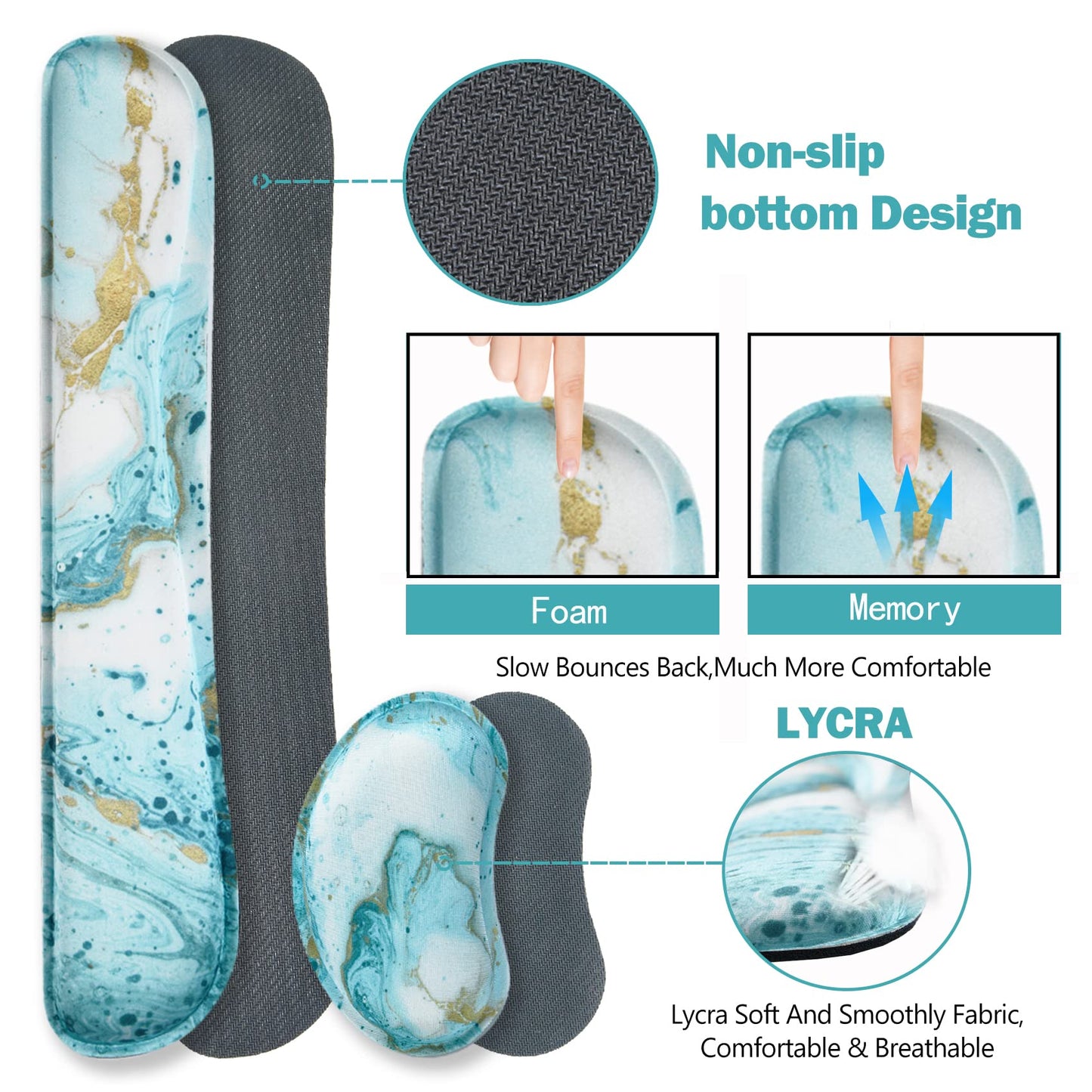 ARTSO Large Gaming Mouse Pad, Keyboard Wrist Rest Pad & Wrist Support Mousepad Set, Stitched Edge