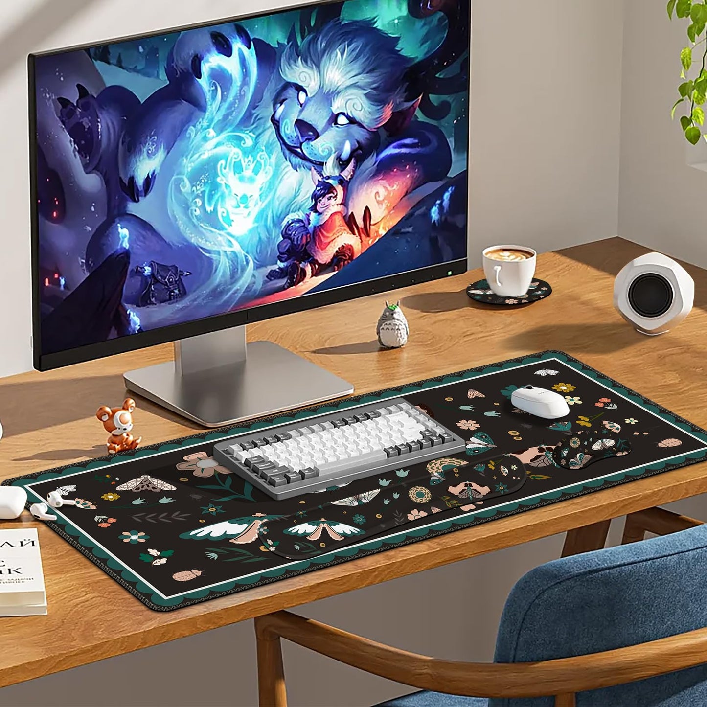 Lauspuck Large Mouse Pad and Keyboard Wrist Rest, Desk Pad for Keyboard and Mouse, Gaming Mousepad