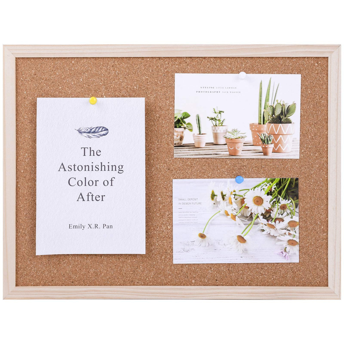 Aodaer Pack of 2 Cork Board Bulletin Board Notice Pin Board Square Pin Board Wall Mounted Cork