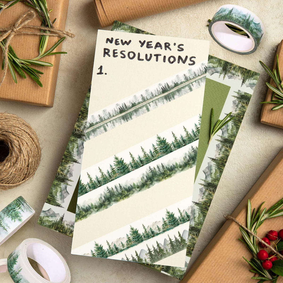 Whaline 12 Rolls Forest Washi Tape Greenery Masking Tape 6 Designs Assorted Nature Green Tree