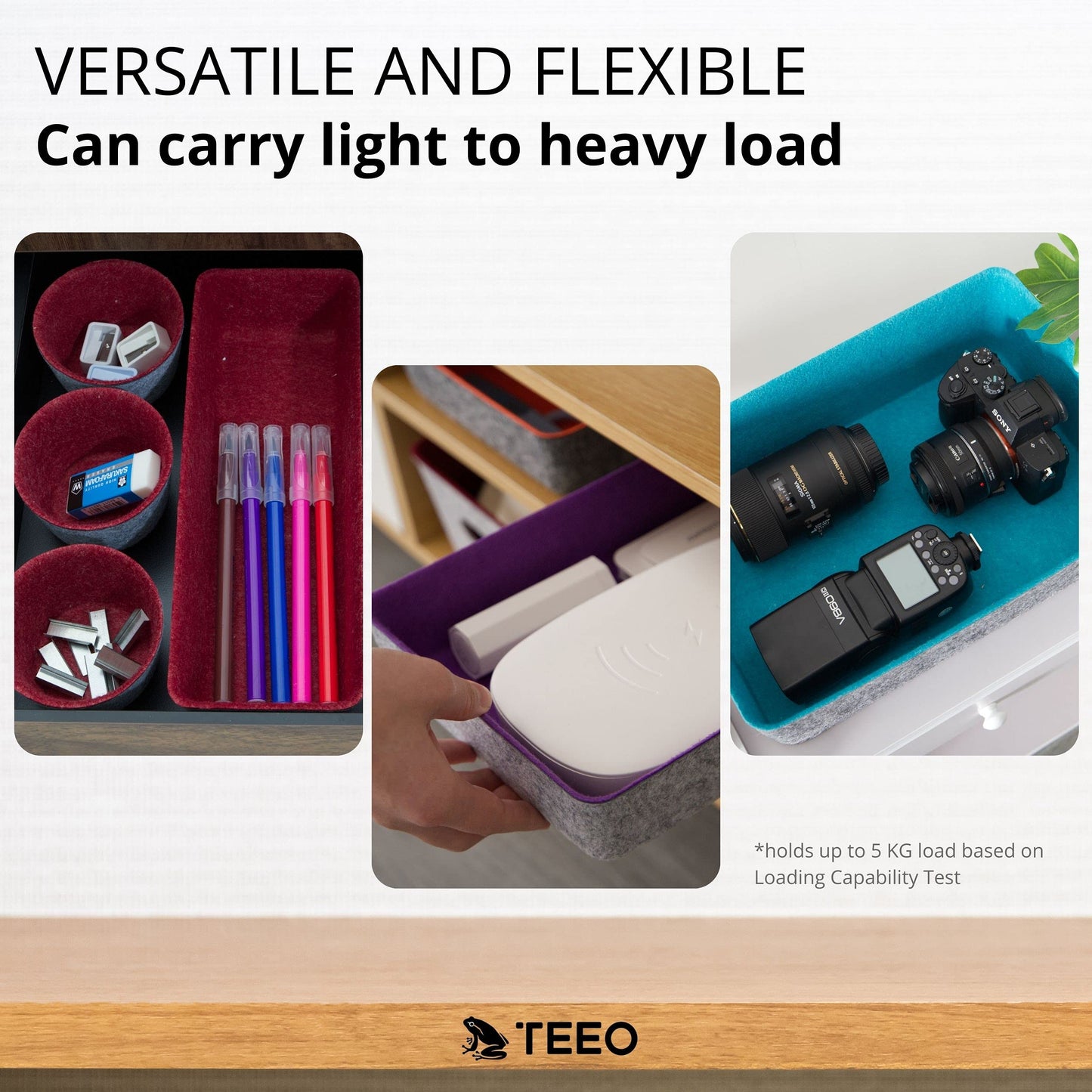 Teeo - Desk Tray Organizer - Makeup Organizer Drawers Storage - Home Office Cosmetic Bins Dividers