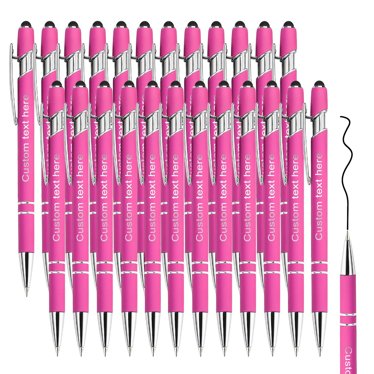 Amlion Custom Pens Personalized Bulk, Customized Ballpoint Pens with Stylus Name Message Logo