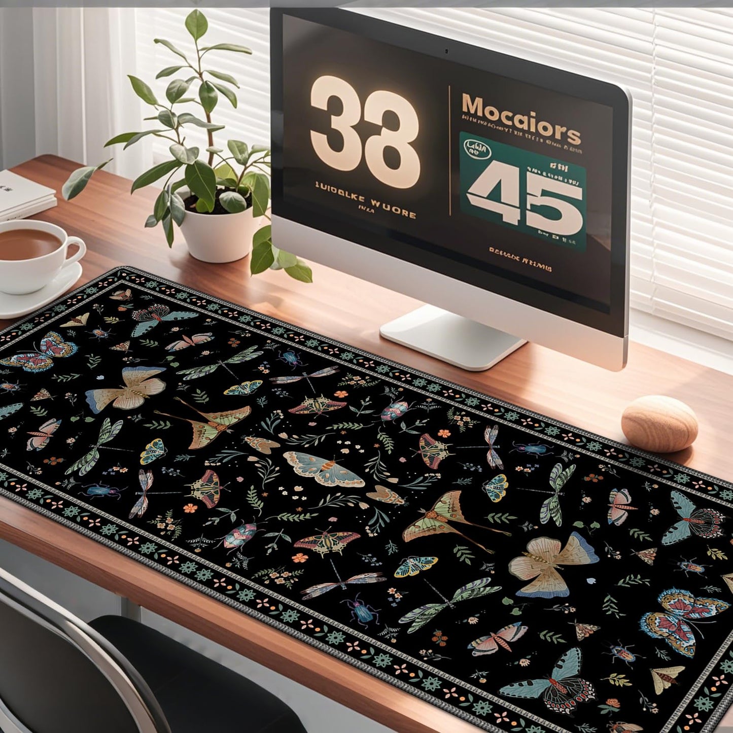 Baziabbo Black Desk Mat,XXL Extended Big Mouse Pad,Gaming Mousepad with Stitched Edge,Non-Slip