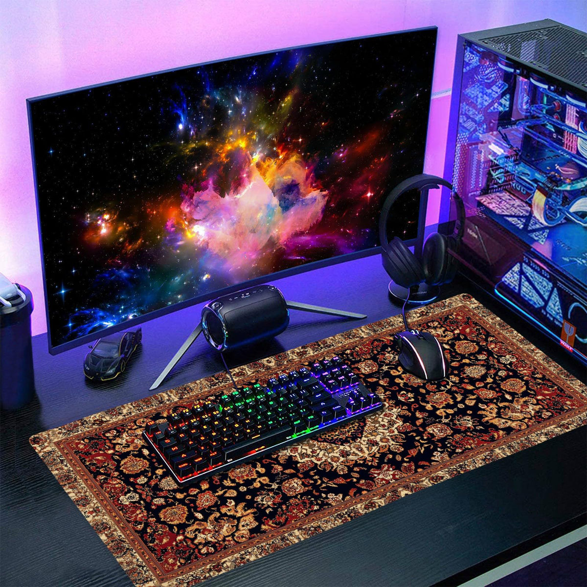 Vintage Rug Gaming Mouse Pad XXL Dark Brown Retro Carpet Aesthetic Extended Large Mat Mousepad Desk