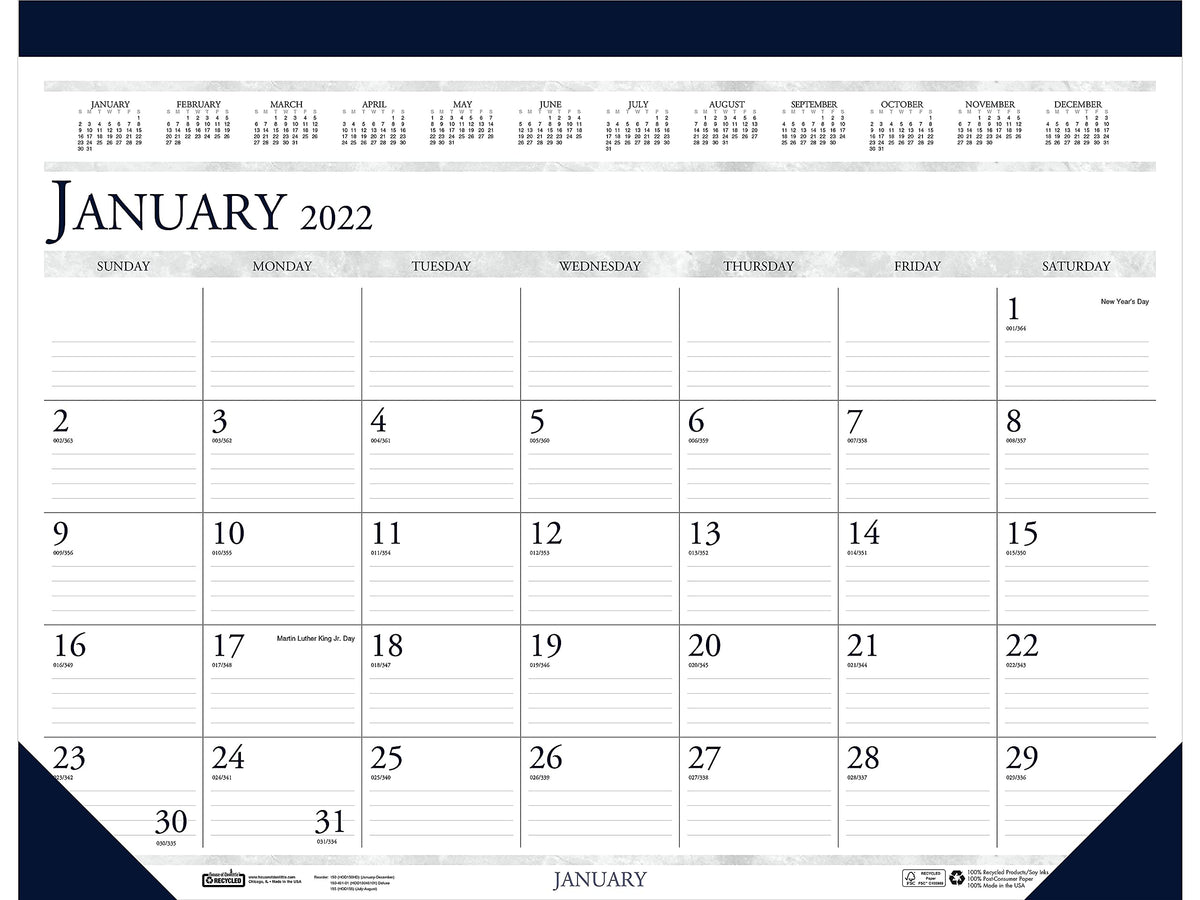House of Doolittle 2022 Monthly Desk Pad Calendar, Classic, 18.5 x 13 Inches, January - December