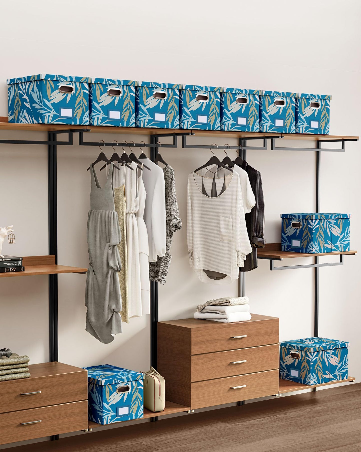 Oterri File Organizer with Lid, File Box, File Cabinet for Letter File Folder Storage, Hanging File