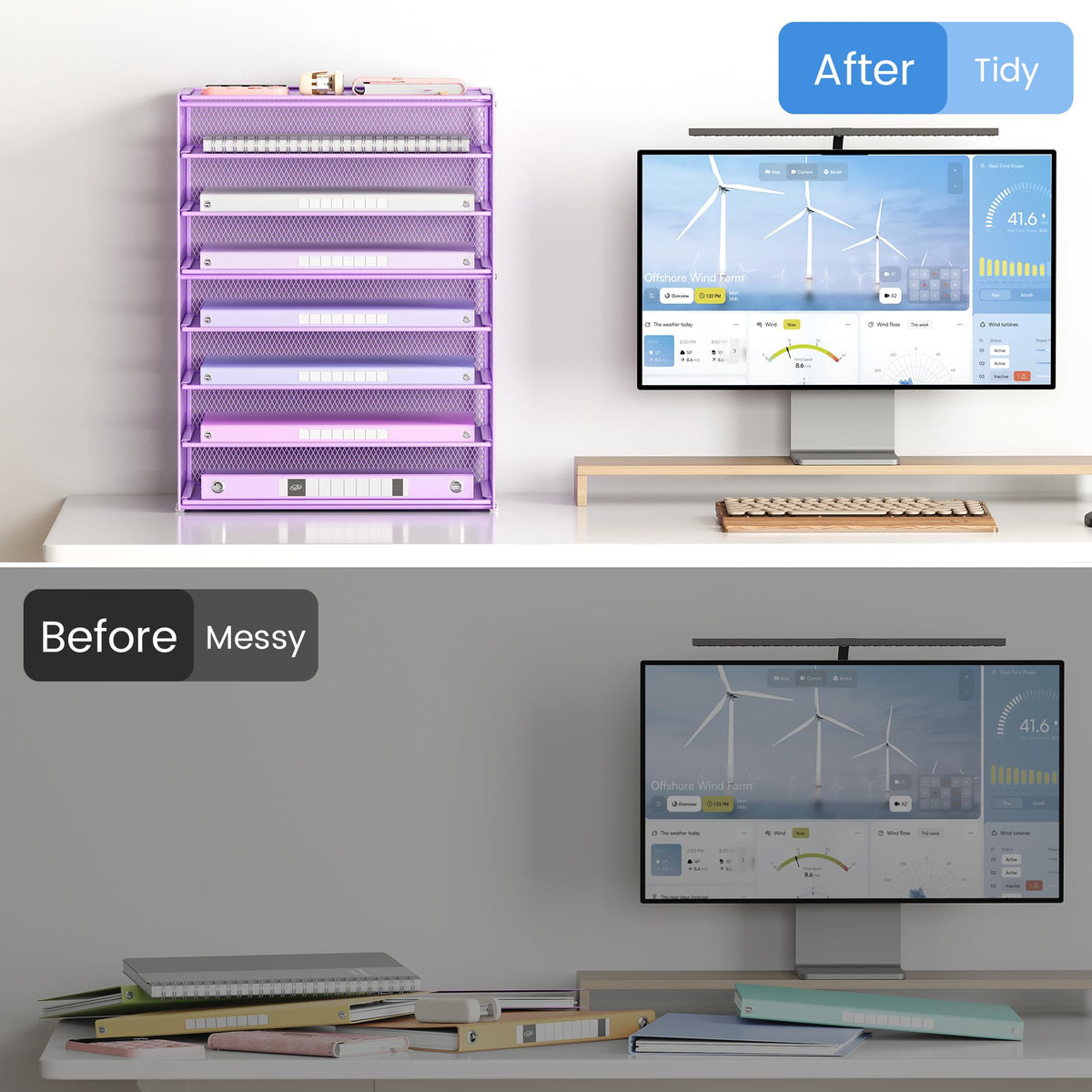 Lavatino 2 Pack 8-Tier Office Desk File Organizer, Letter Tray Paper Organizer with Handle