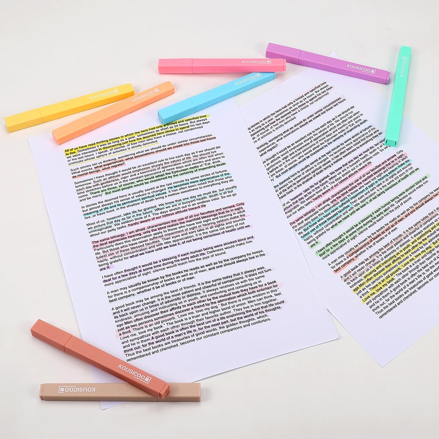 KOUSICOO Aesthetic Cute Pastel Highlighters Set: 12 Assorted Colors Pens No Bleed Bible Markers
