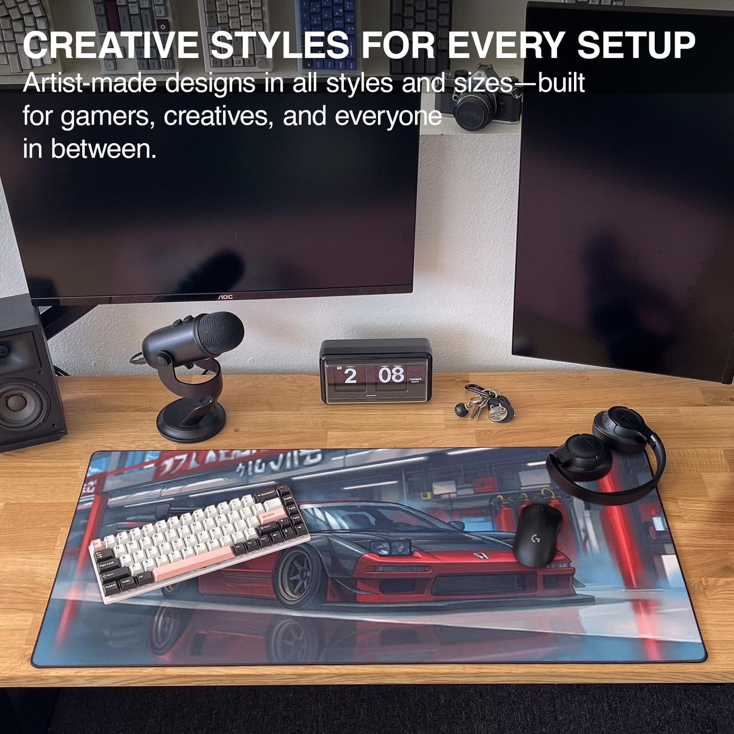 MPCO. Nikos-NSX Large Gaming Desk Pad, 36" x 17" Duraglyde Fabric Desk Mat