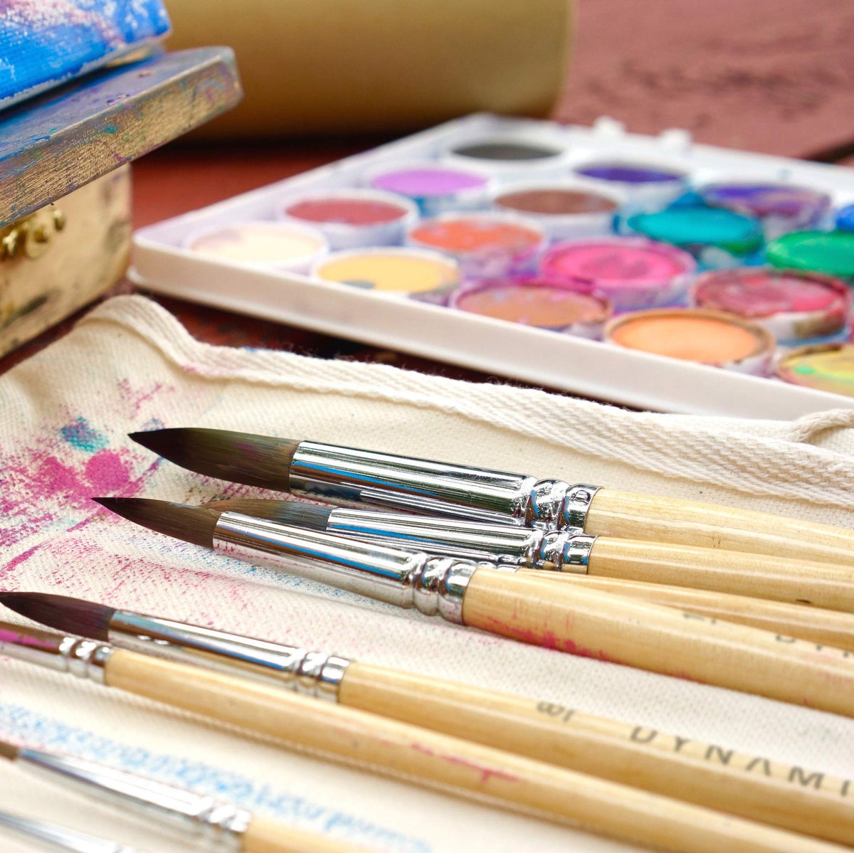 Dynamic Distraction Watercolor Brushes for Painting - Round Water Color Paint Brush Set of 9