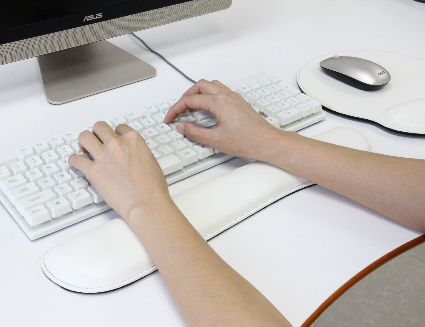 RICHEN Ergonomic PU Leather Keyboard Wrist Rest and Mouse Pad with Wrist Support, Memory Foam Set